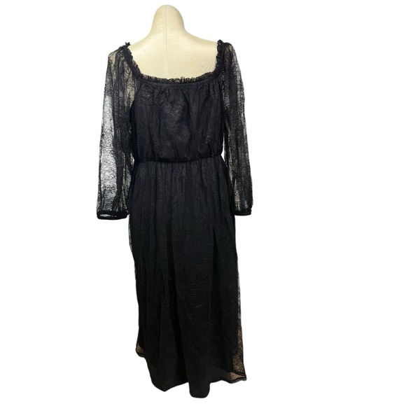Women's Lane Bryant 18/20 Black Lace Dress Sheer Sleeves Romantic Boho Gothic - Picture 4 of 8